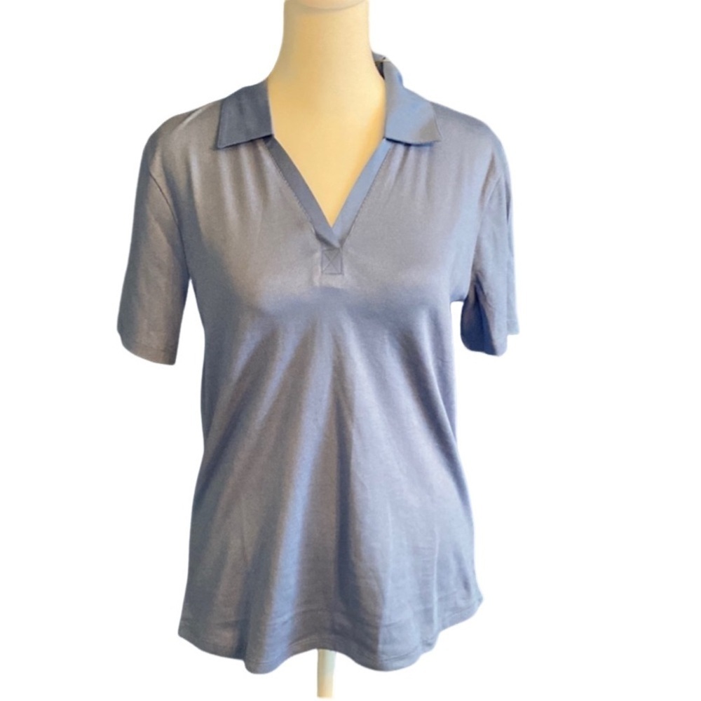 Cutter & Buck Women's Blue V-Neck Sport Top. Size M. Dex embroidered on sleeve.